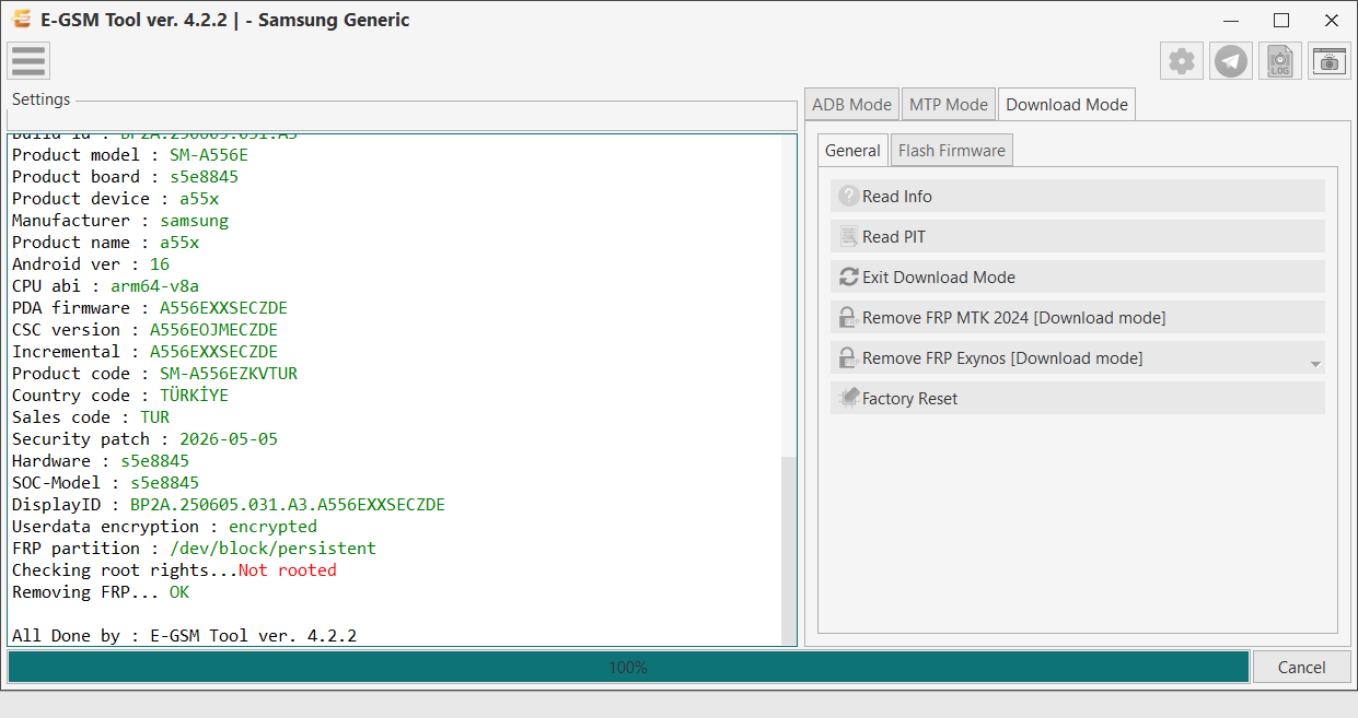 Samsung - Samsung Generic — Remove FRP Exynos - Odin — E-GSM Tool screenshot