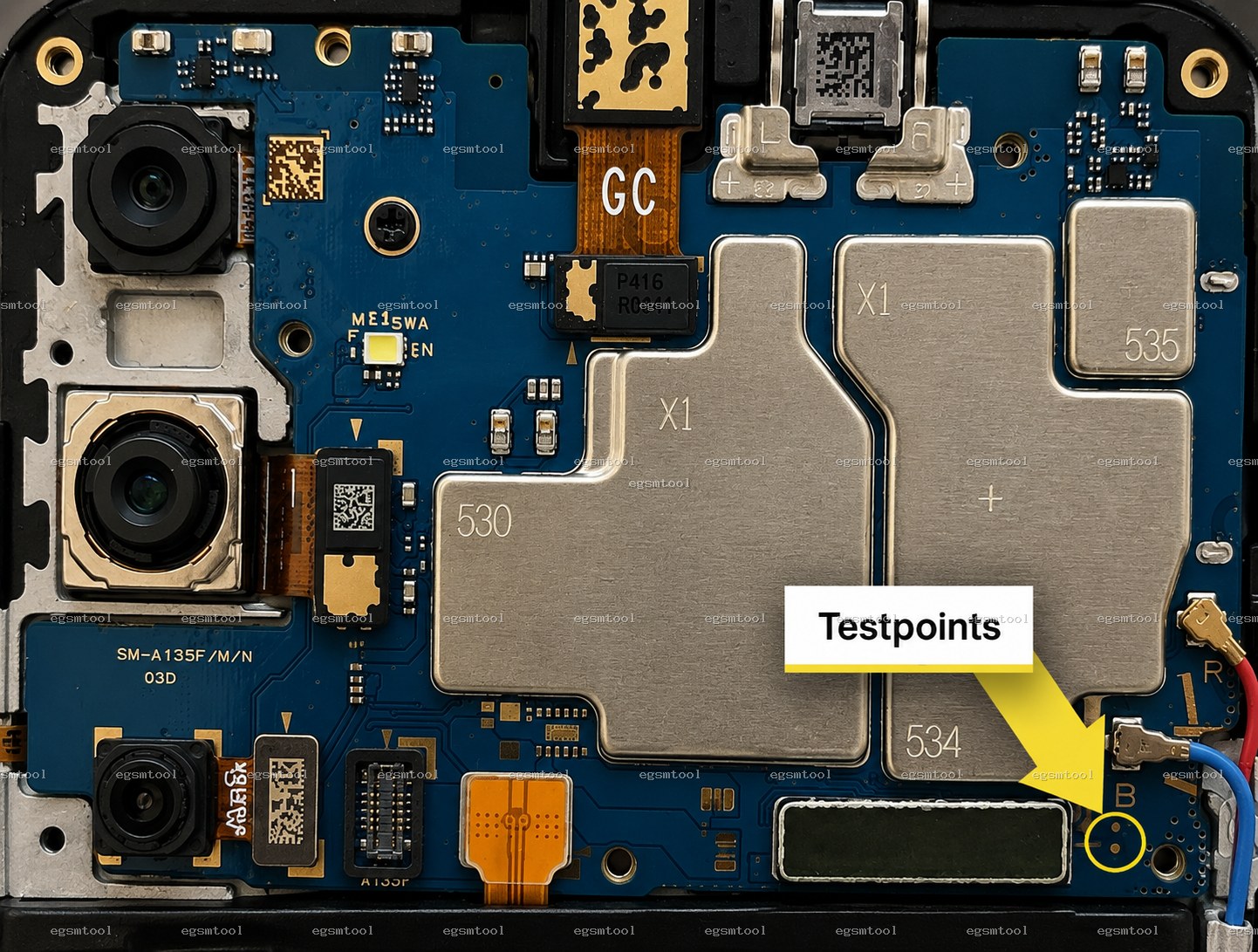 Samsung Samsung Galaxy A15 models   SM-A155F   SM-A155M test point diagram — EDL ISP BROM pinout