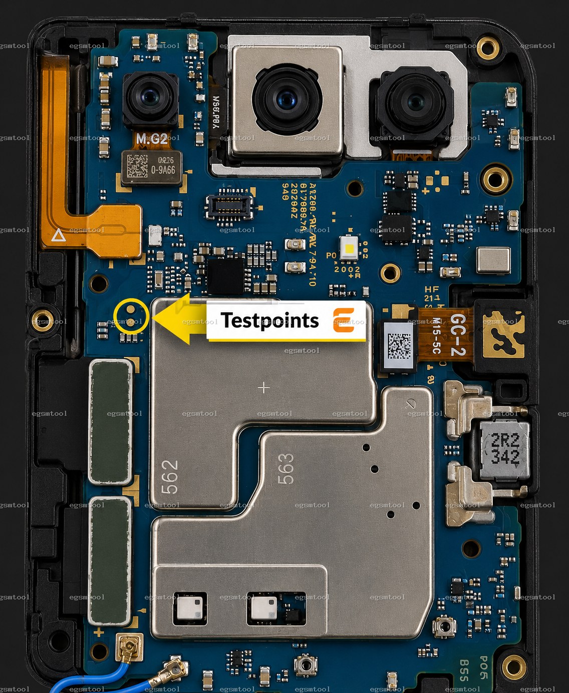 Samsung Samsung Galaxy A17 5G models SM A1760 SM A176B test point diagram — EDL ISP BROM pinout