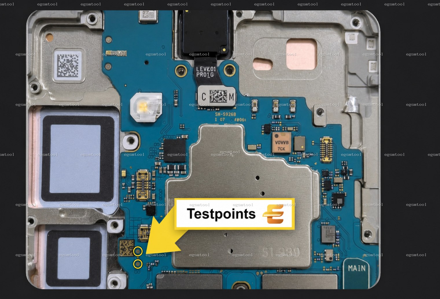 Samsung Samsung Galaxy S24 Plus SM S926N test point diagram — EDL ISP BROM pinout