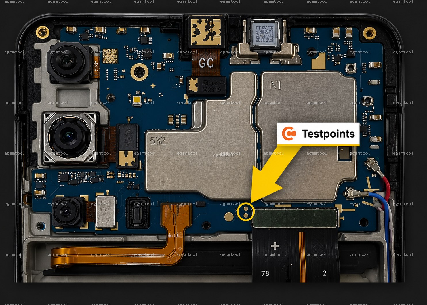 Samsung Samsung Galaxy F15 5G SM E156B test point diagram — EDL ISP BROM pinout