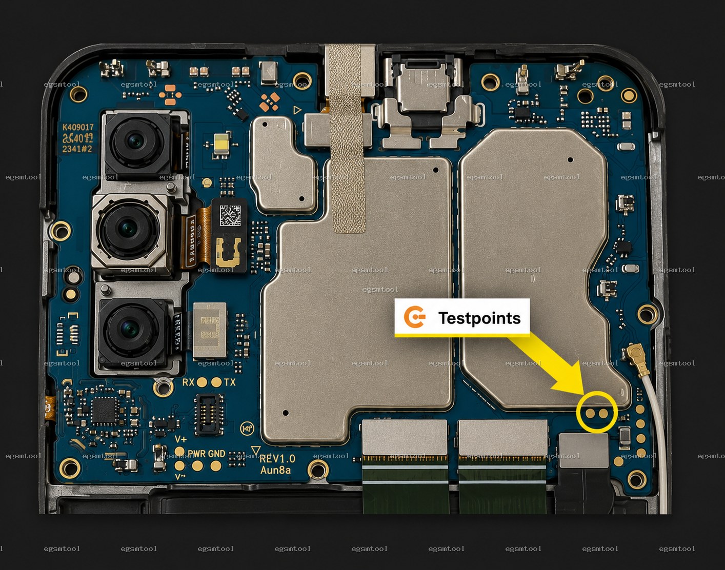Samsung Samsung Galaxy A03s SM A037G test point diagram — EDL ISP BROM pinout