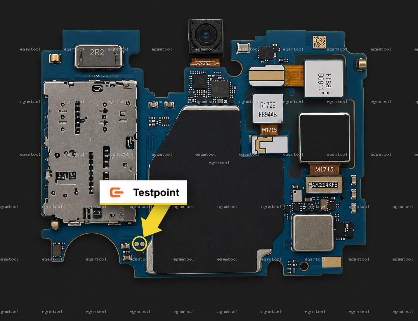 Samsung Samsung Galaxy M32 5G SM M326B test point diagram — EDL ISP BROM pinout