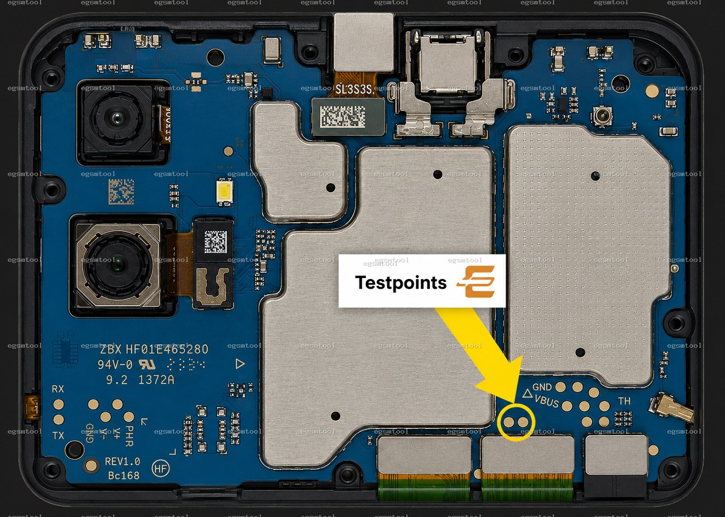 Samsung Samsung Galaxy M04 SM M045F test point diagram — EDL ISP BROM pinout
