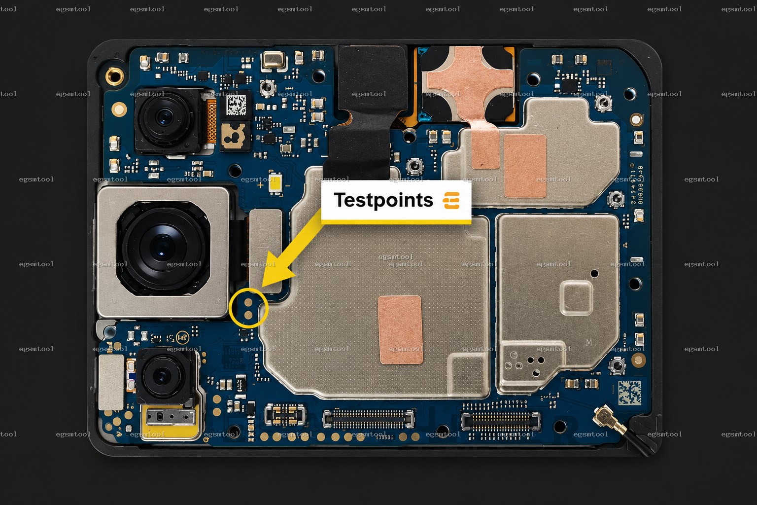 Samsung Samsung Galaxy M55 5G SM M556B test point diagram — EDL ISP BROM pinout
