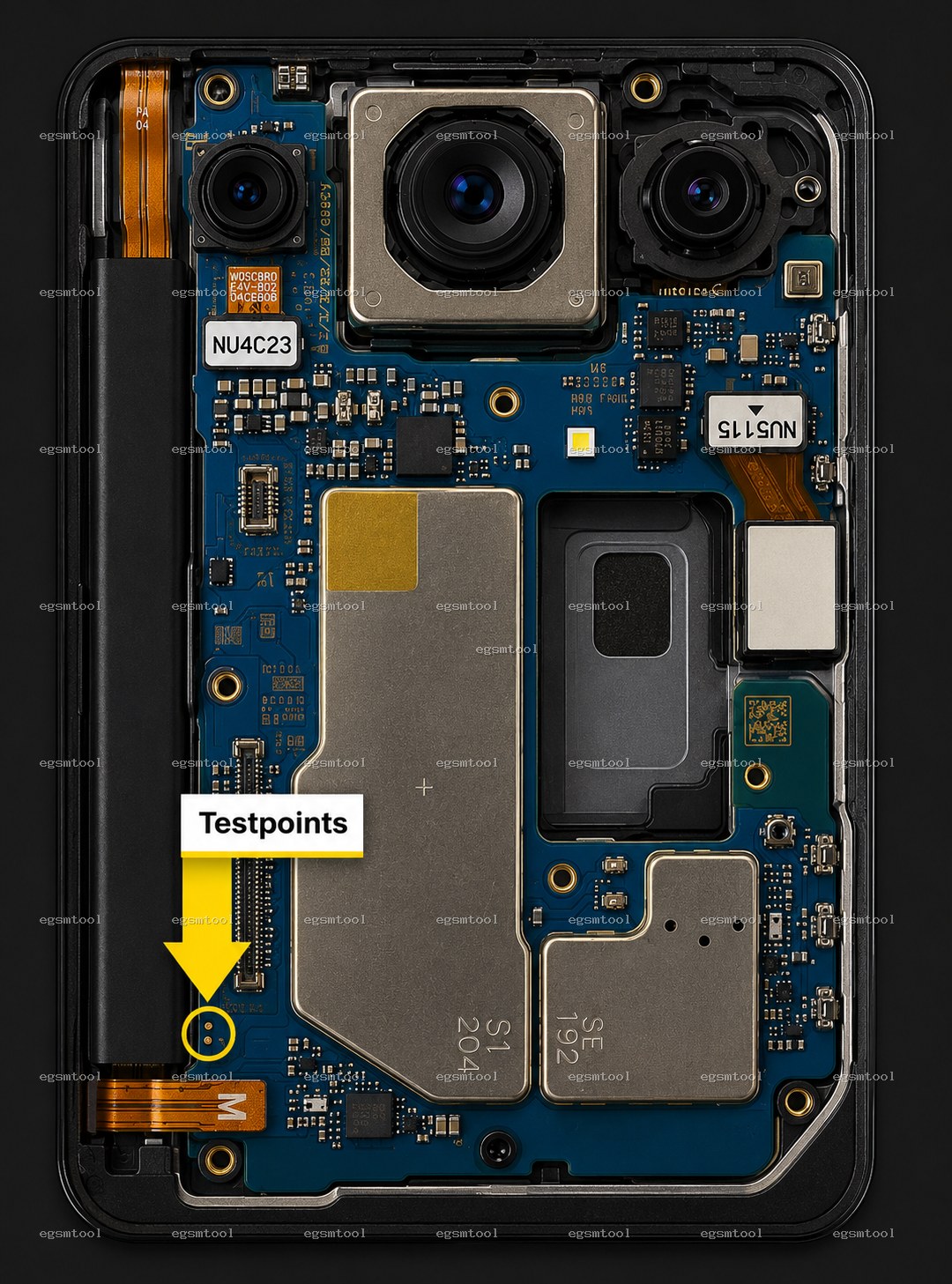 Samsung Samsung Galaxy A56 5G SM A566B SM A566E test point diagram — EDL ISP BROM pinout