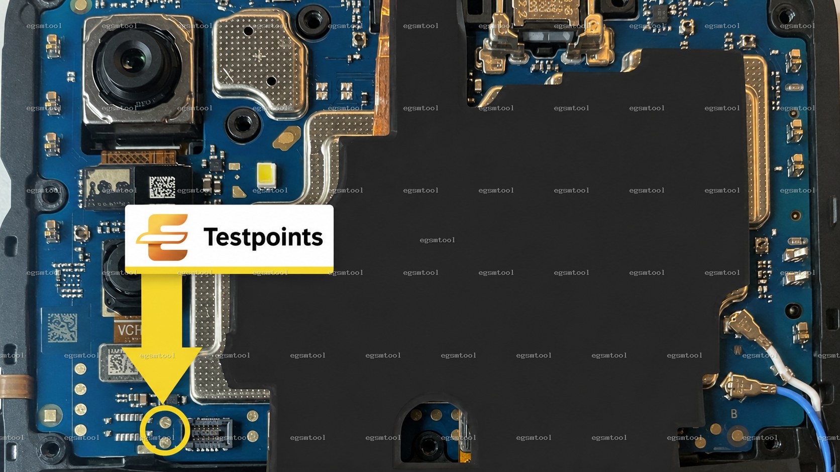 Samsung Samsung Galaxy A06 5G models SM A066B test point diagram — EDL ISP BROM pinout