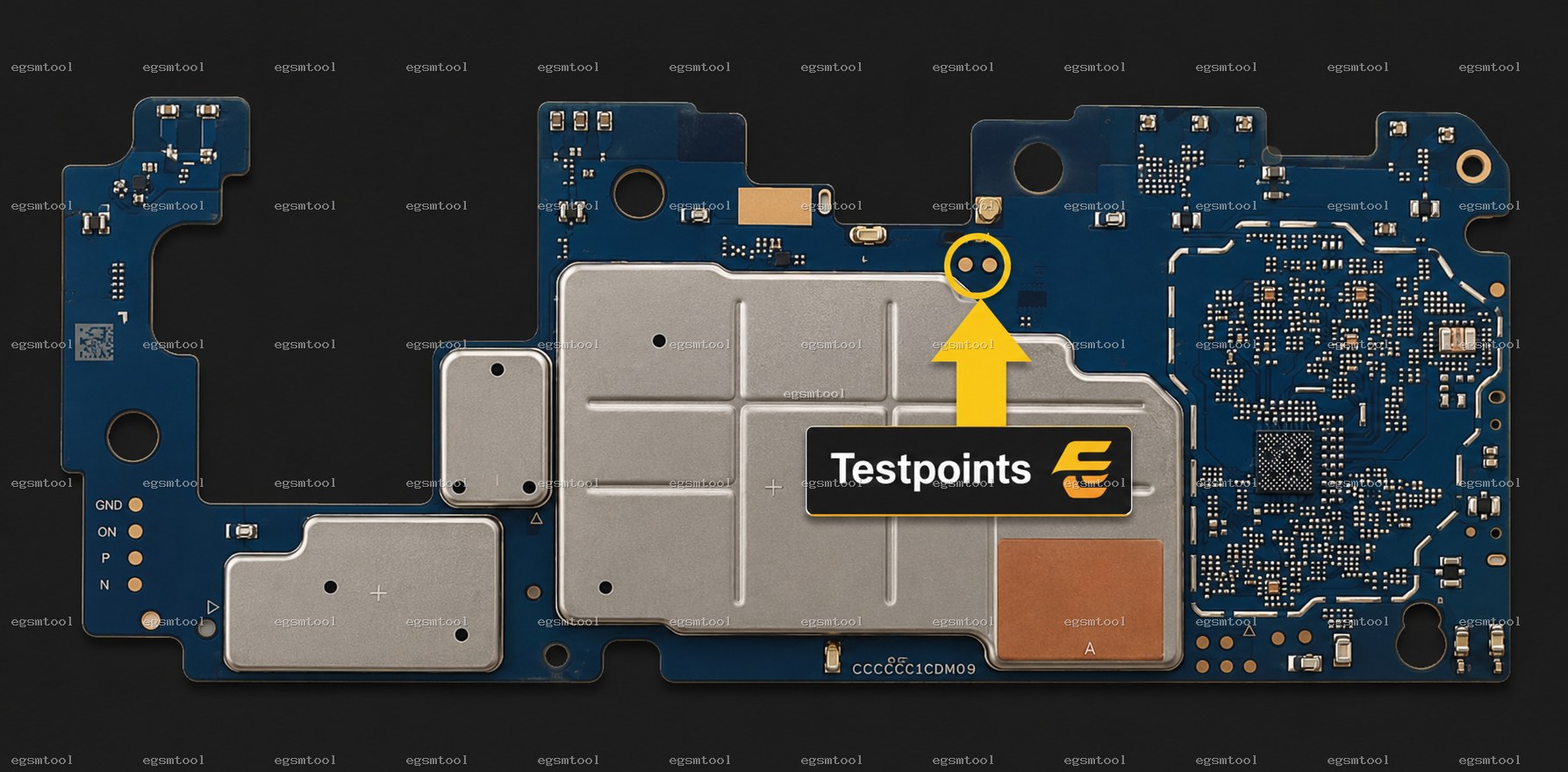 Samsung Samsung Galaxy Tab A9 WiFi models SM X110 test point diagram — EDL ISP BROM pinout