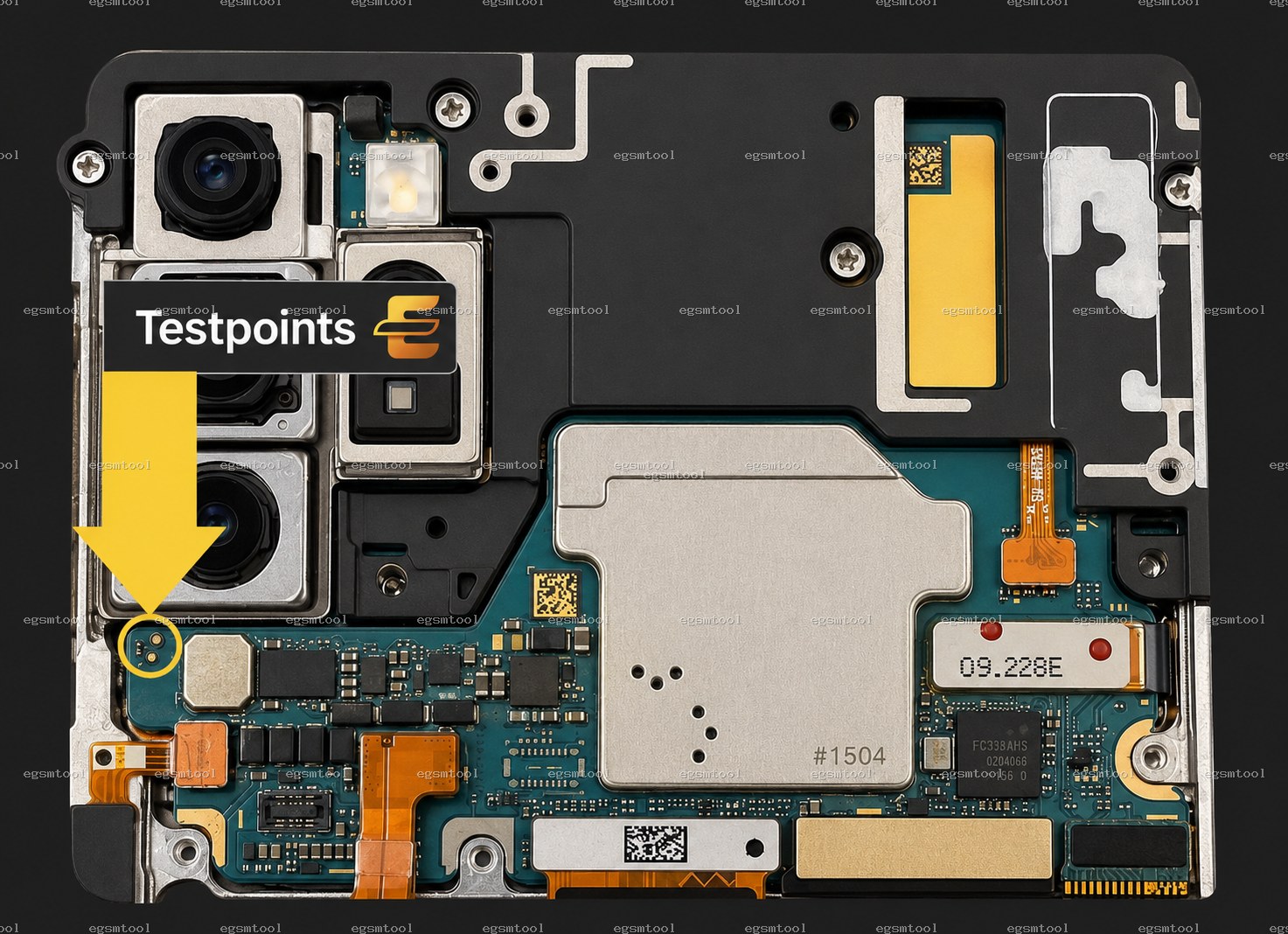 Samsung Samsung Galaxy Note 10+ models SM N9750 test point diagram — EDL ISP BROM pinout
