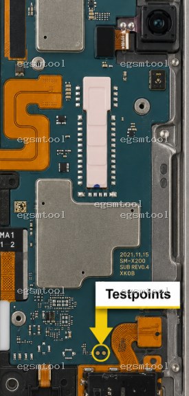 Samsung Samsung Galaxy Tab S8+ WiFi models SM X800 test point diagram — EDL ISP BROM pinout