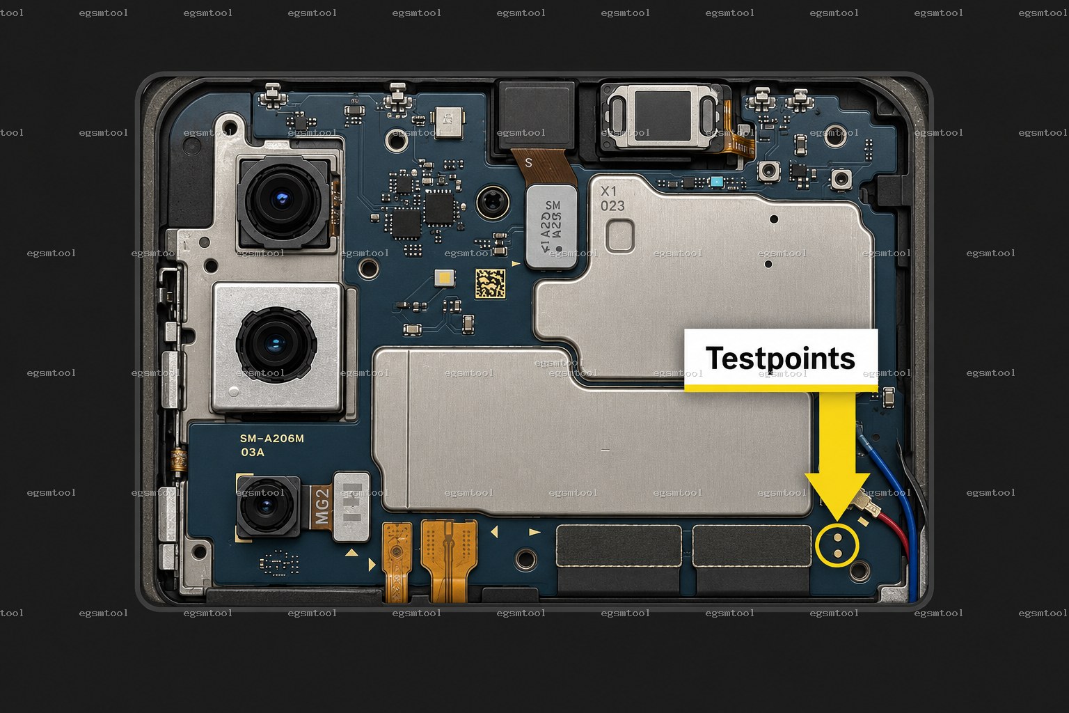 Samsung Samsung Galaxy A26 5G models SM A266M test point diagram — EDL ISP BROM pinout