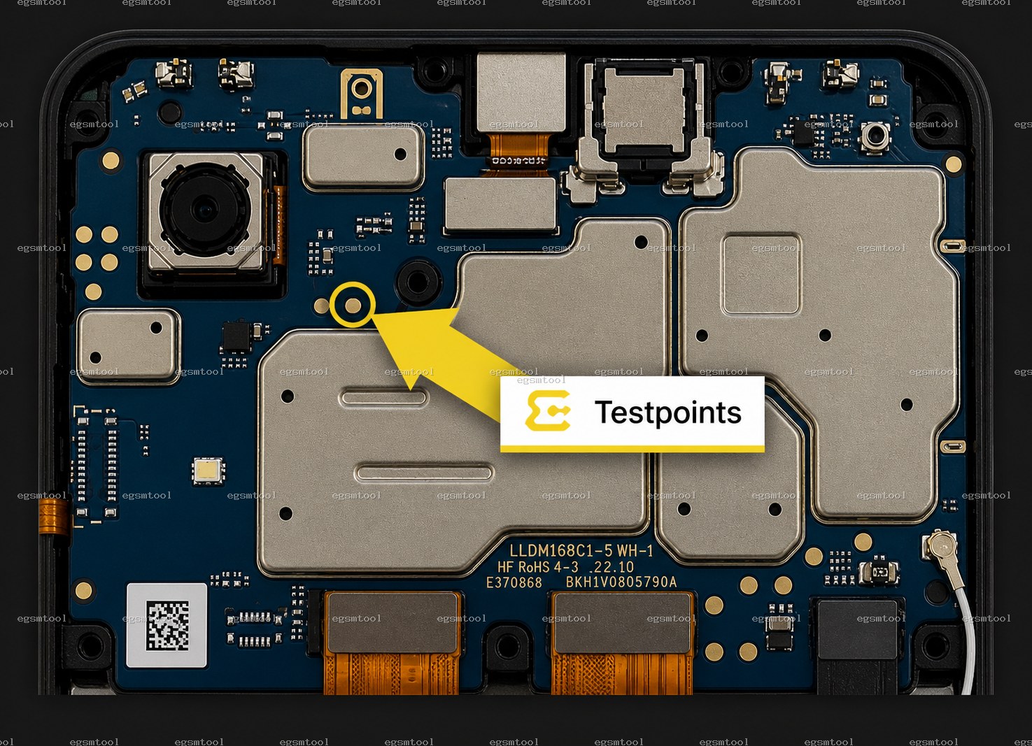 Samsung Samsung Galaxy A03 Core models    SM-A032M         SM-A032F test point diagram — EDL ISP BROM pinout