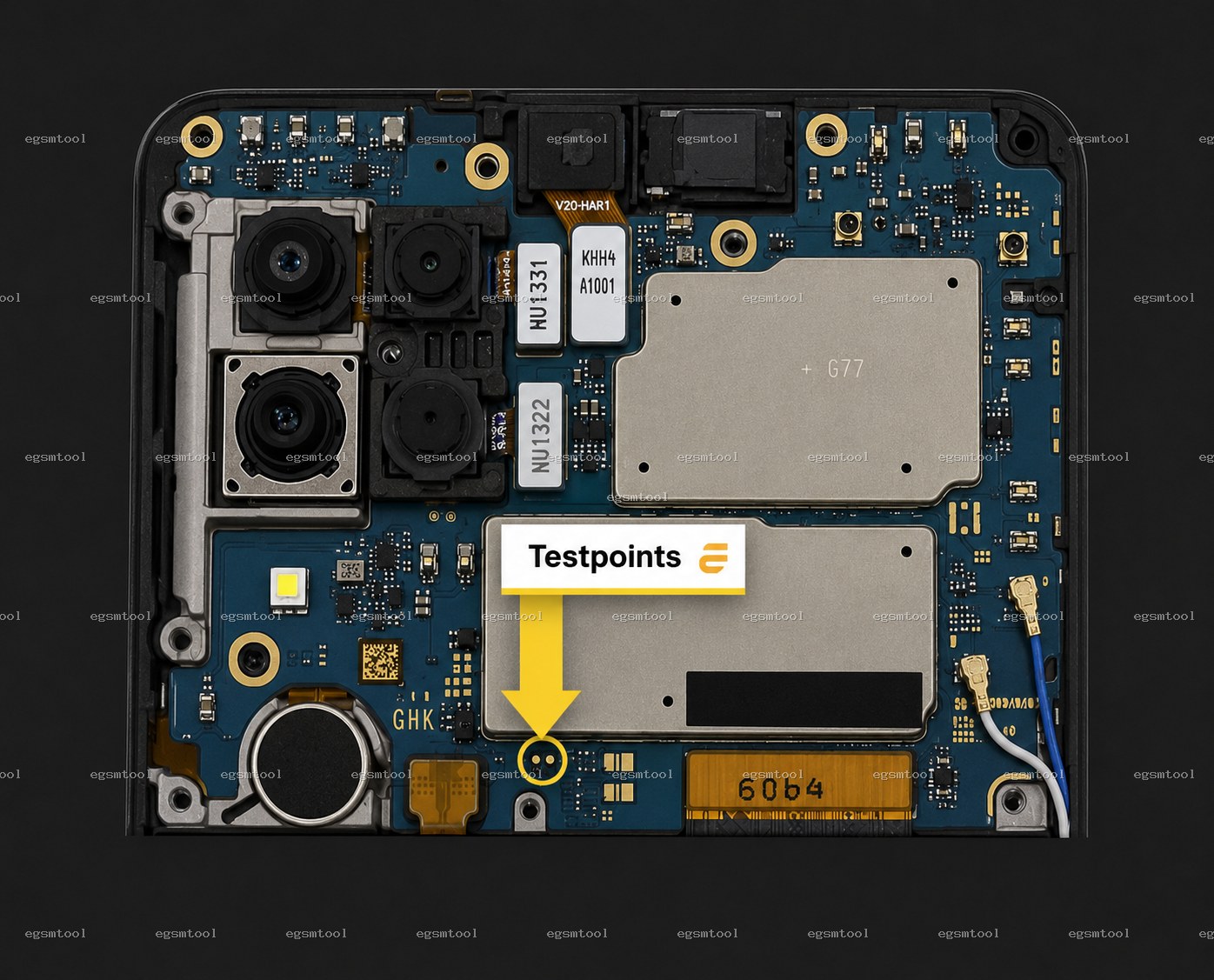Samsung Samsung Galaxy M42 5G models SM M426B test point diagram — EDL ISP BROM pinout