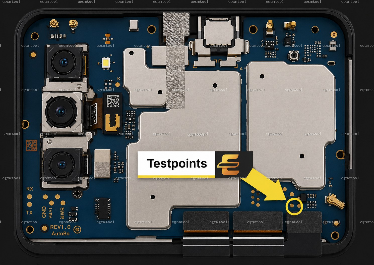 Samsung Samsung Galaxy A03s models SM A037M test point diagram — EDL ISP BROM pinout