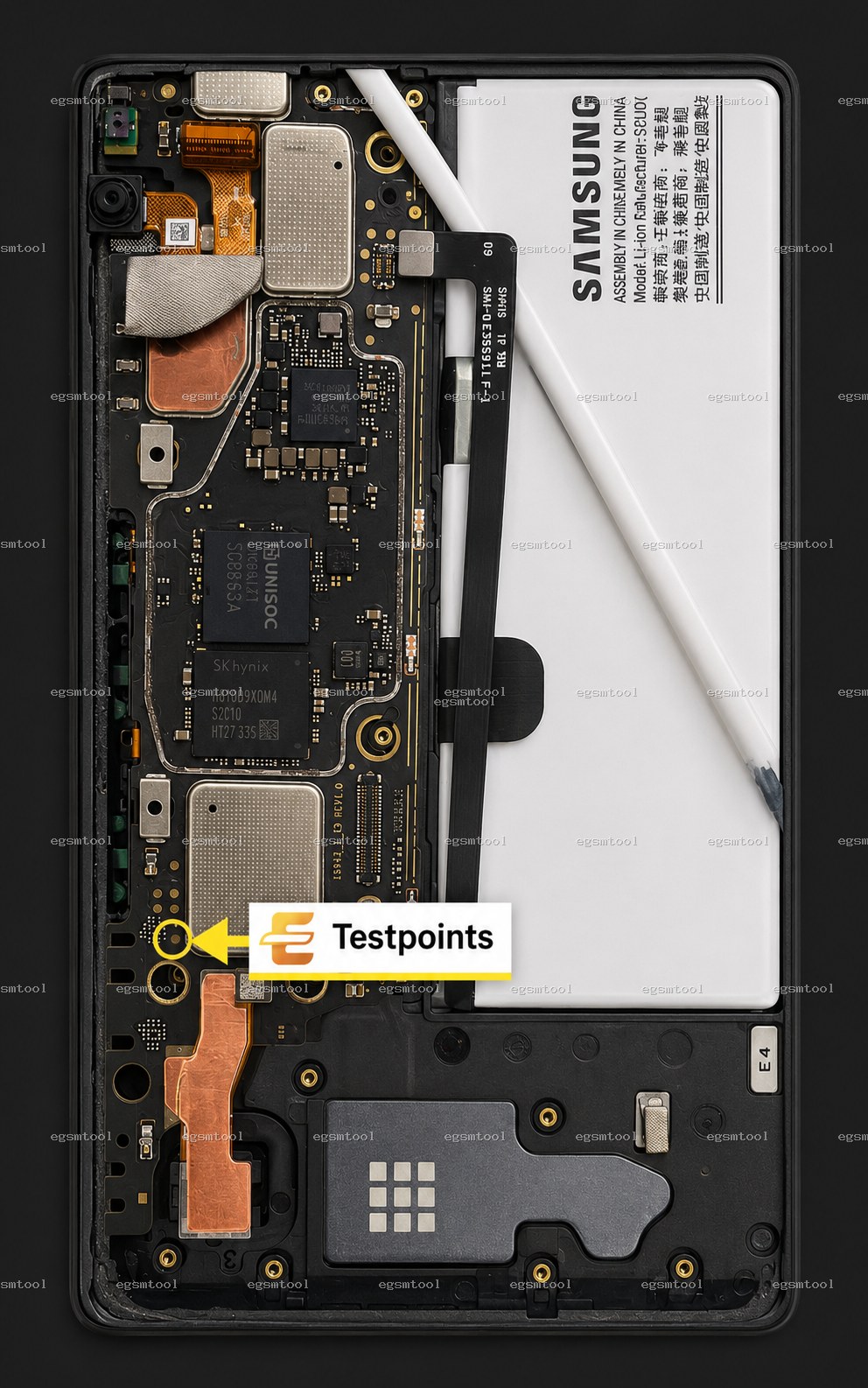 Samsung Samsung Galaxy Tab A7 10.4 Wi Fi models SM T503 test point diagram — EDL ISP BROM pinout