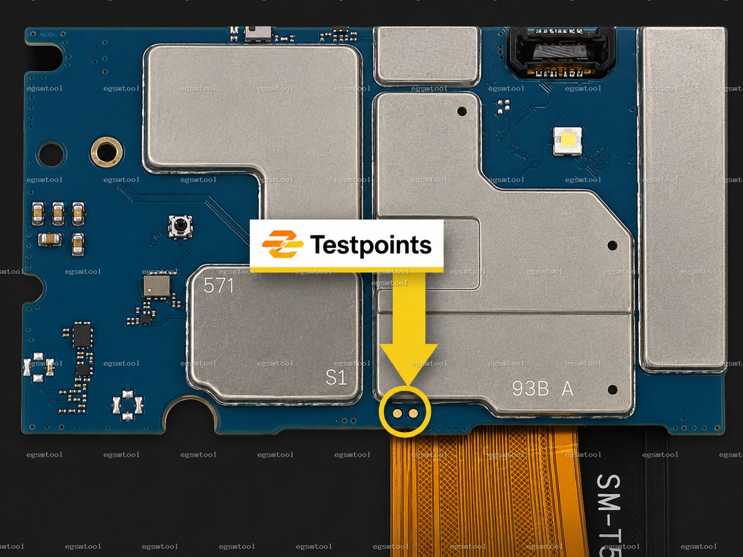 Samsung Samsung Galaxy Tab Active5 8.0 5G models SM X306B test point diagram — EDL ISP BROM pinout