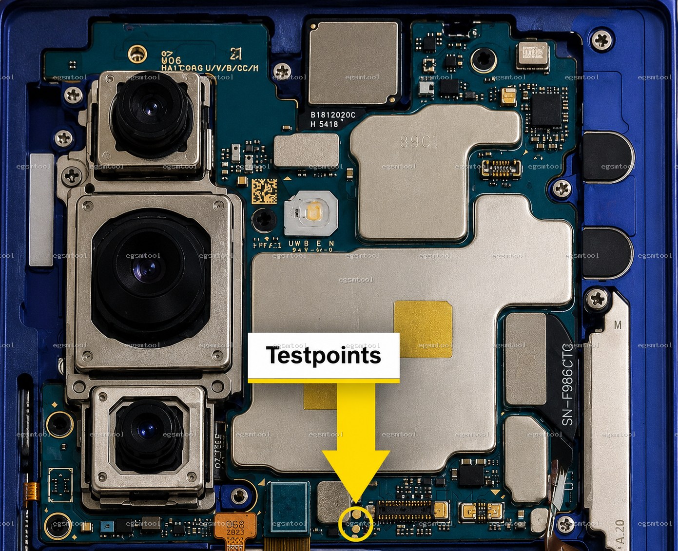 Samsung Samsung Galaxy Z Fold 7 5G models SM F966B test point diagram — EDL ISP BROM pinout