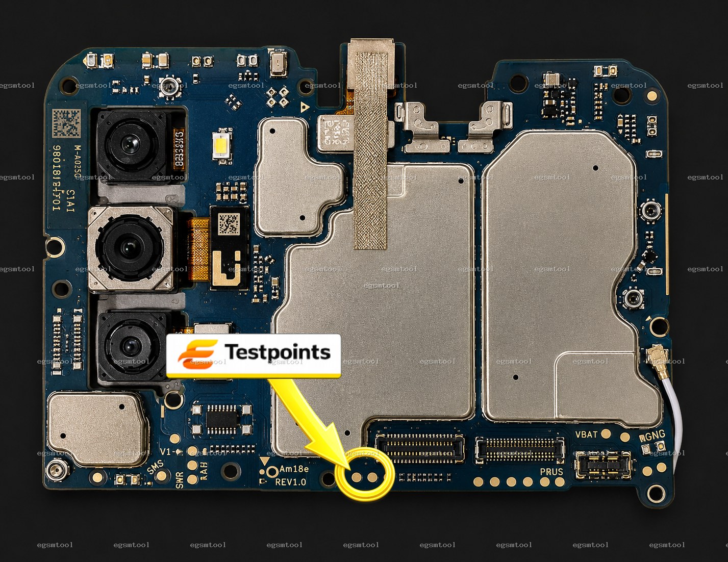 Samsung Samsung Galaxy A02s SM A025G test point diagram — EDL ISP BROM pinout