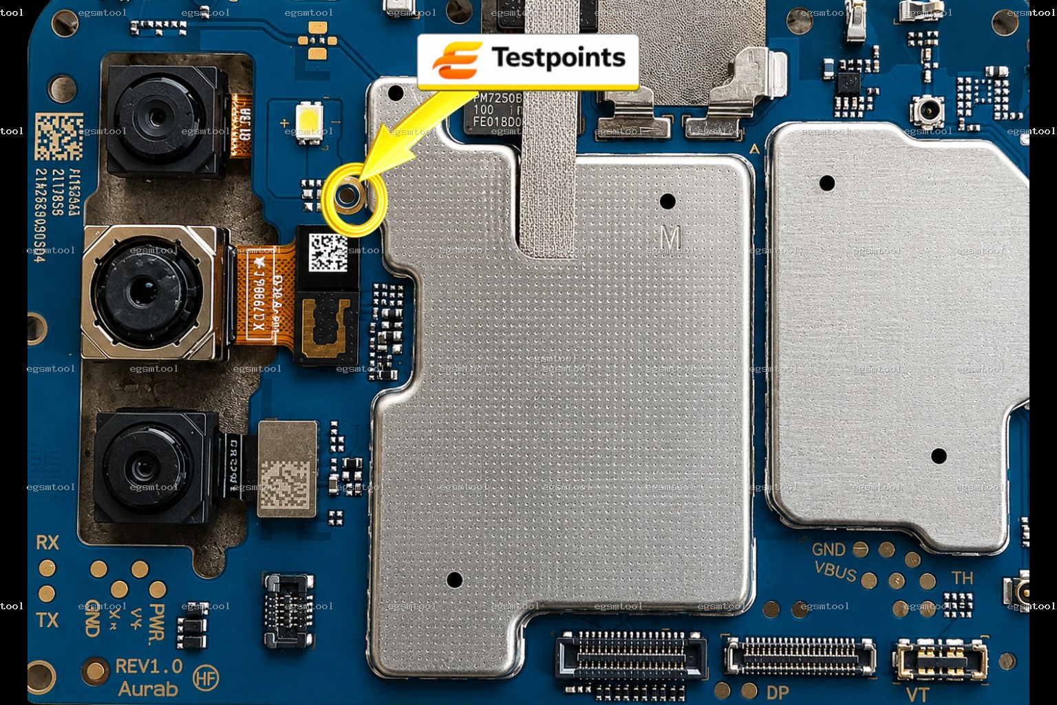 Samsung Samsung Galaxy A03s SM A037F test point diagram — EDL ISP BROM pinout