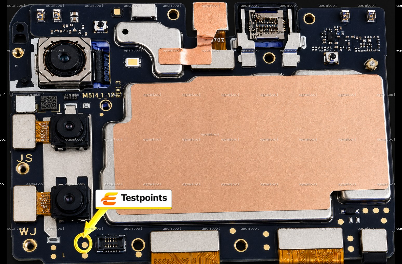 Samsung Samsung Galaxy A03s SM A037U test point diagram — EDL ISP BROM pinout