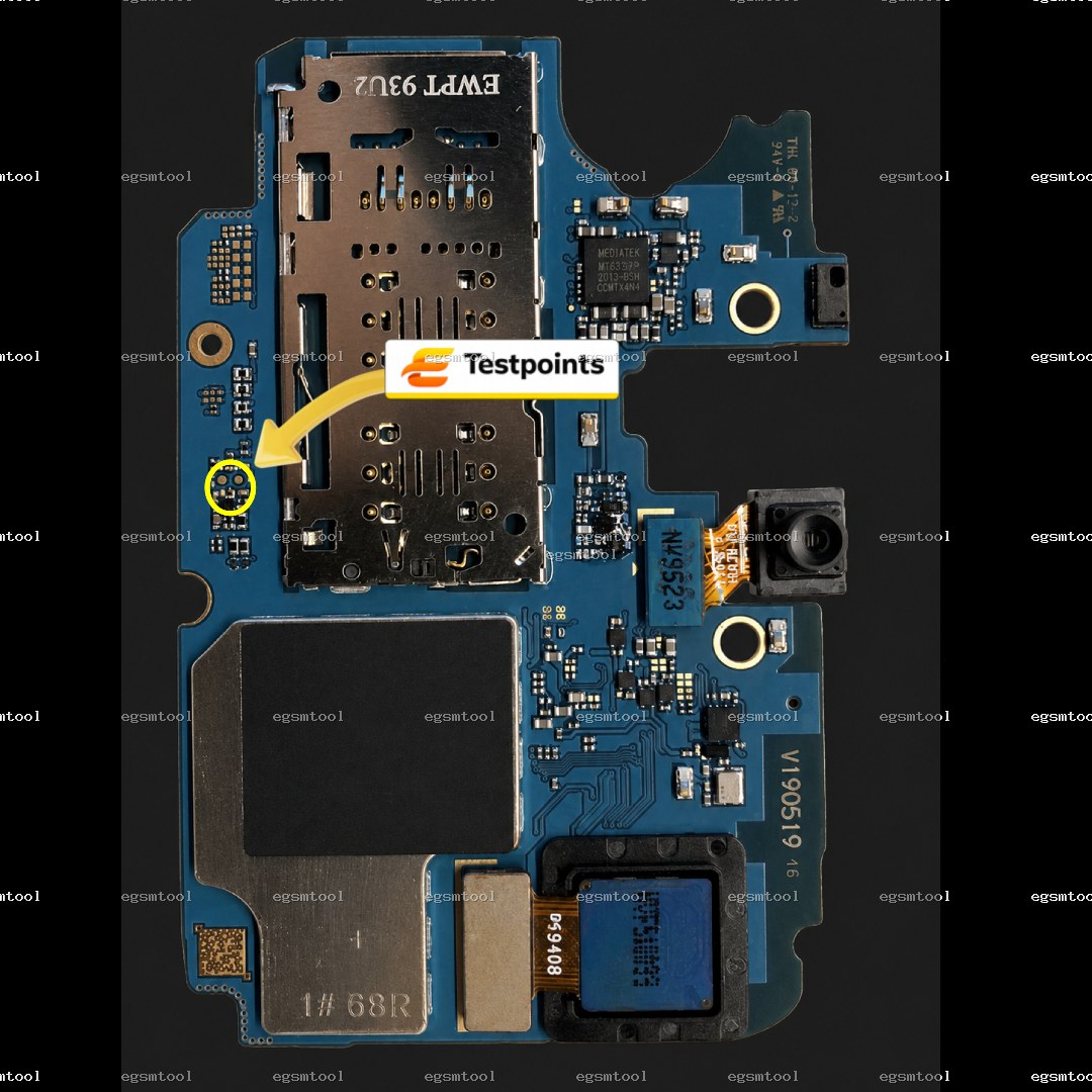 Samsung Samsung Galaxy A10 SM A105F test point diagram — EDL ISP BROM pinout