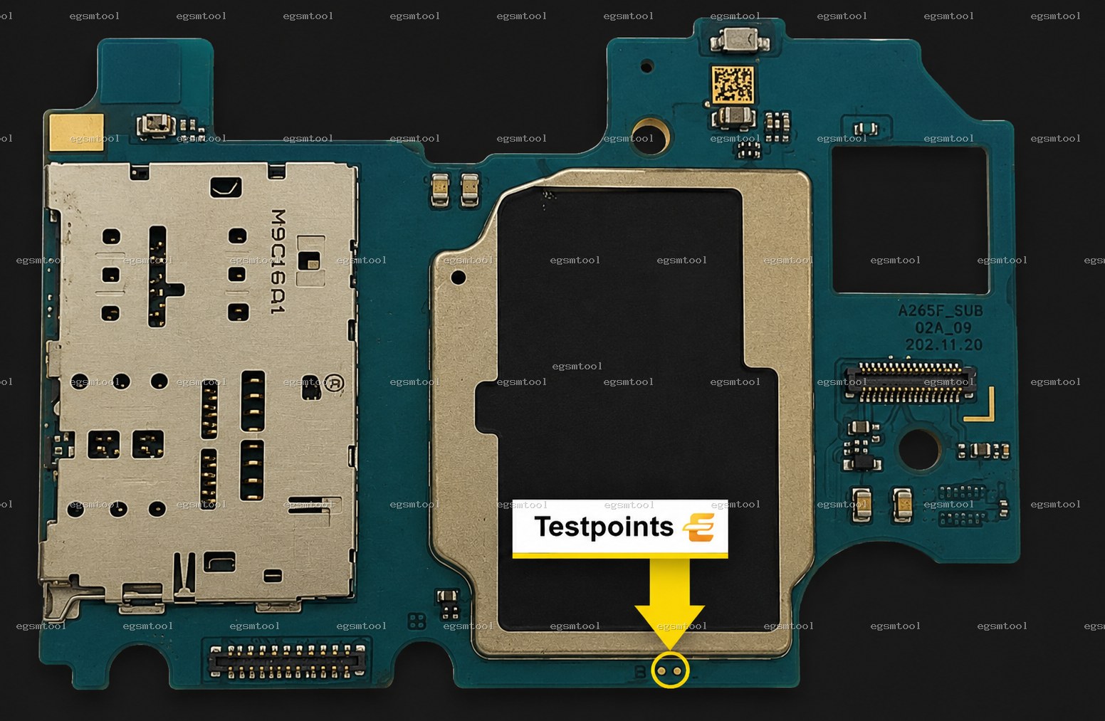Samsung Samsung Galaxy A10e SM A102N SM A102U SM A102U1 SM A102W SM S102DL test point diagram — EDL ISP BROM pinout