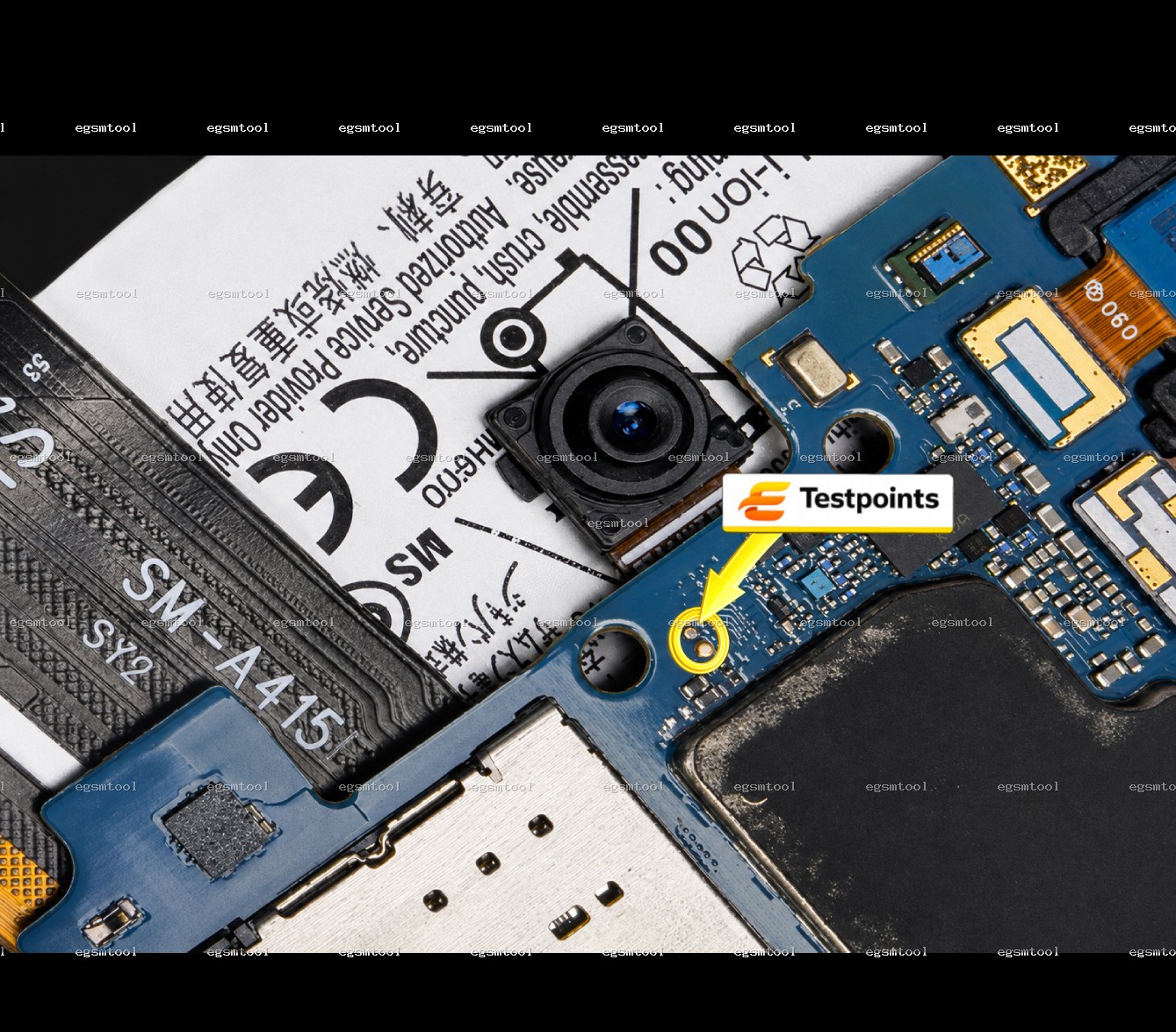Samsung Samsung Galaxy A41 SM A415F test point diagram — EDL ISP BROM pinout