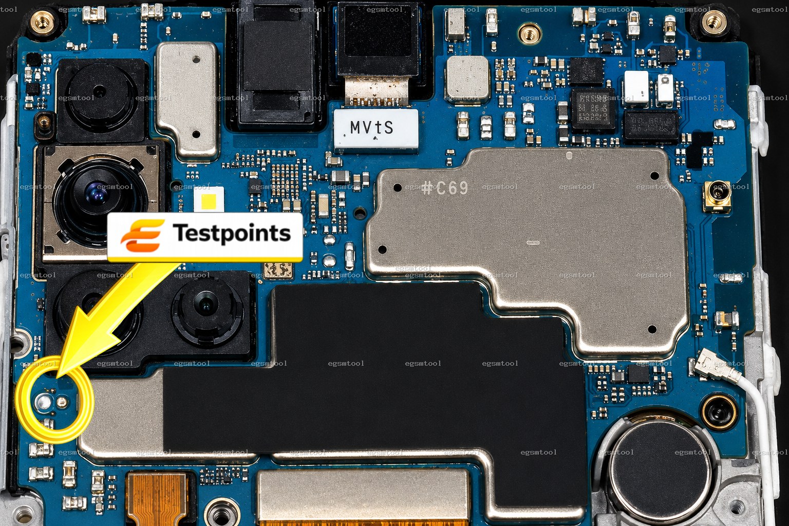 Samsung Samsung Galaxy A51 2019 SM A515F test point diagram — EDL ISP BROM pinout