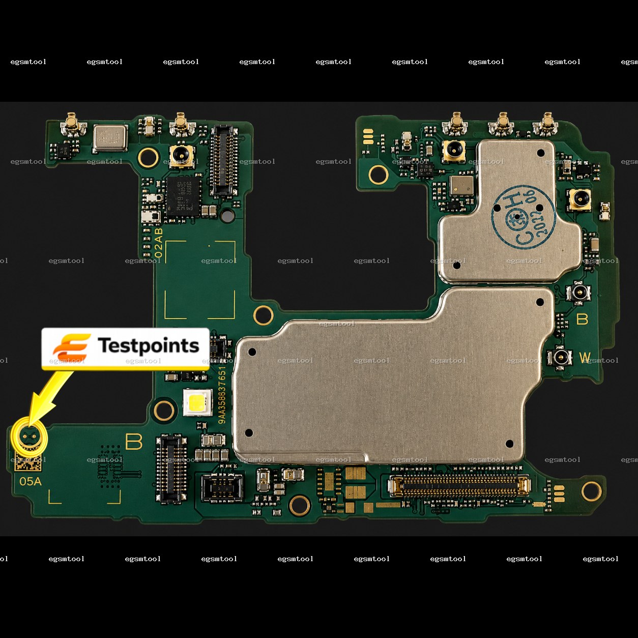 Samsung Samsung Galaxy A53 5G SC 53C SCG15 SM A5360 SM A536B SM A536E SM A536N SM A536U SM A536U1 SM A536V SM A536W SM S536DL test point diagram — EDL ISP BROM pinout
