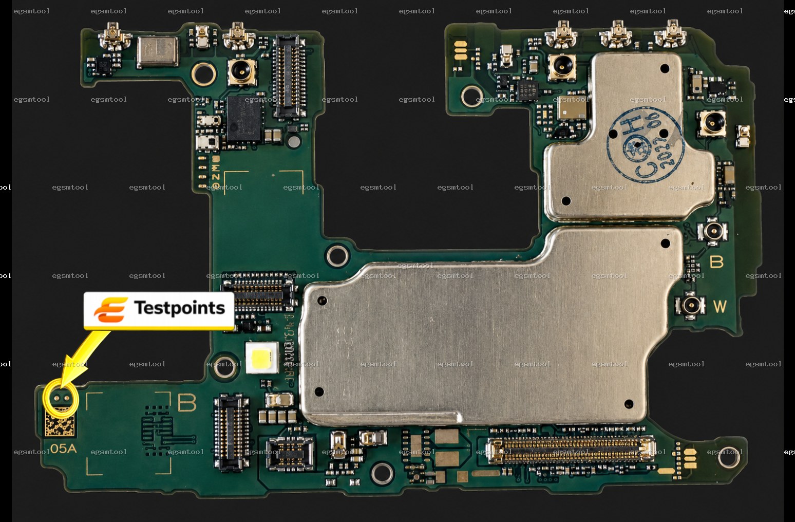 Samsung Samsung Galaxy A53 5G SC 53C test point diagram — EDL ISP BROM pinout