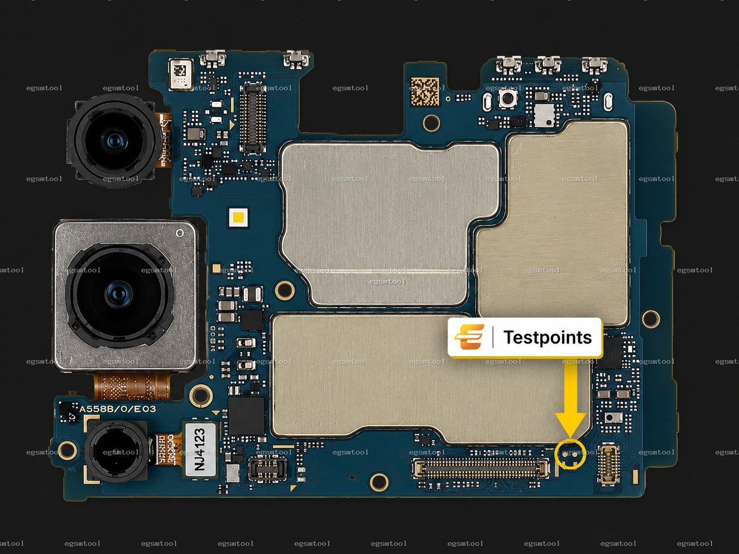 Samsung Samsung Galaxy A55 5G SM A5560 SM A556B SM A556E SM A556S test point diagram — EDL ISP BROM pinout