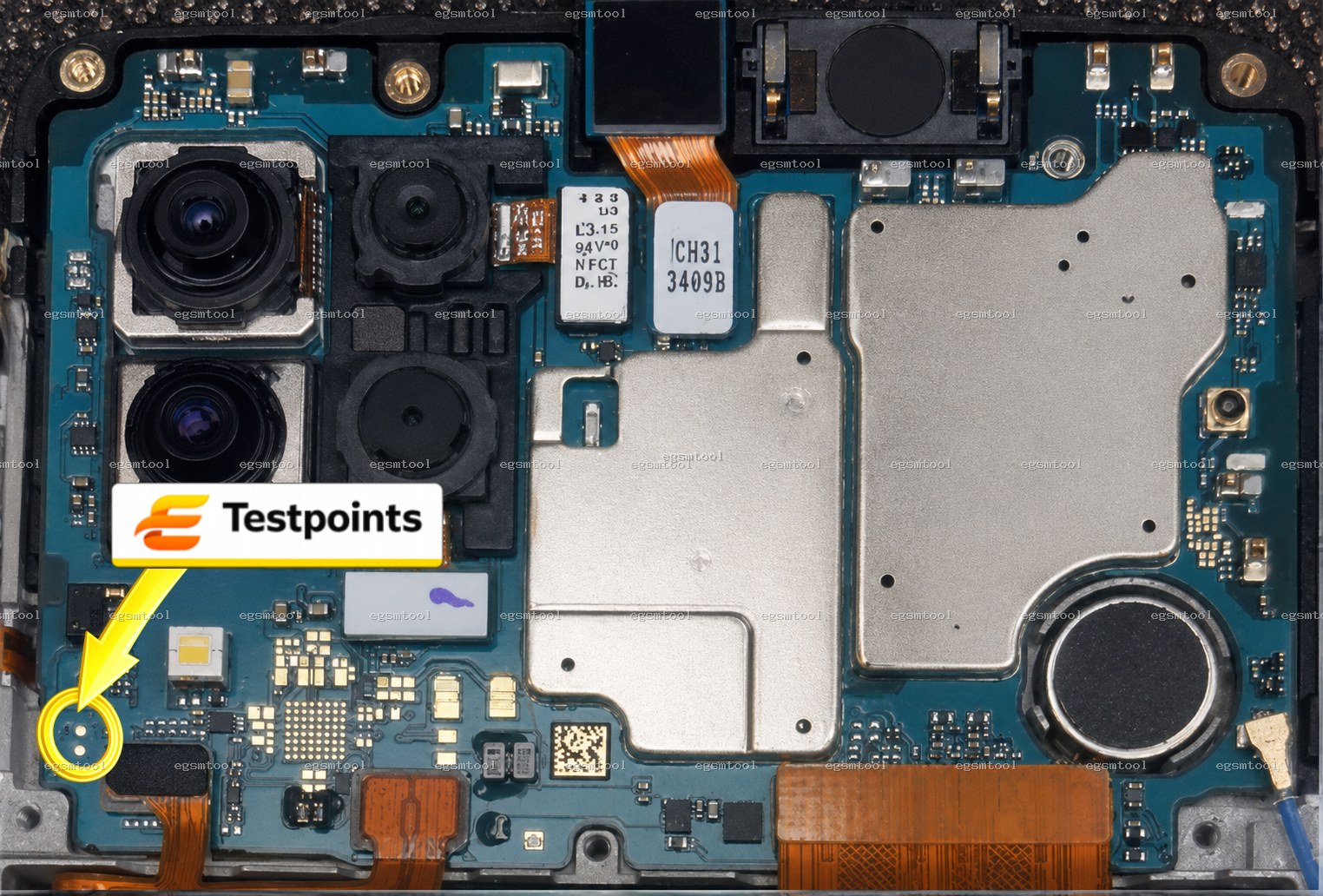 Samsung Samsung Galaxy F22 SM E225F test point diagram — EDL ISP BROM pinout