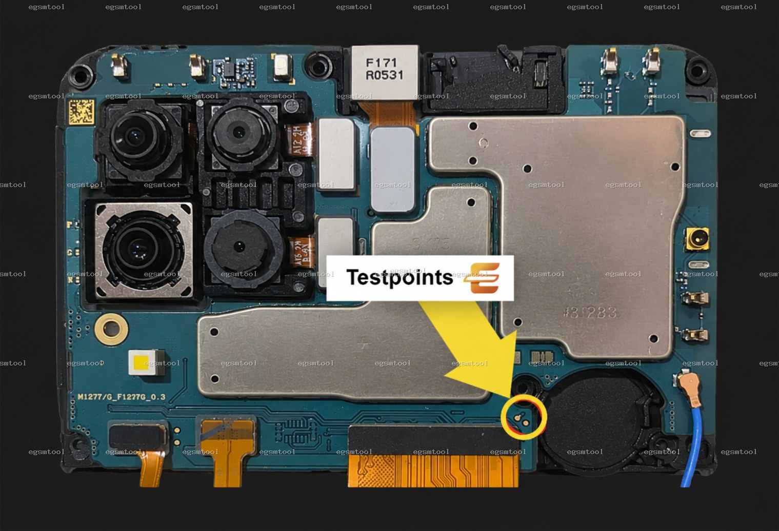 Samsung Samsung Galaxy M12 SM M127F test point diagram — EDL ISP BROM pinout