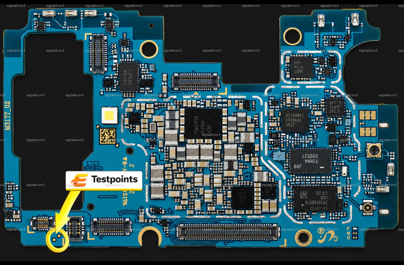 Samsung Samsung Galaxy M31s SM M317F test point diagram — EDL ISP BROM pinout