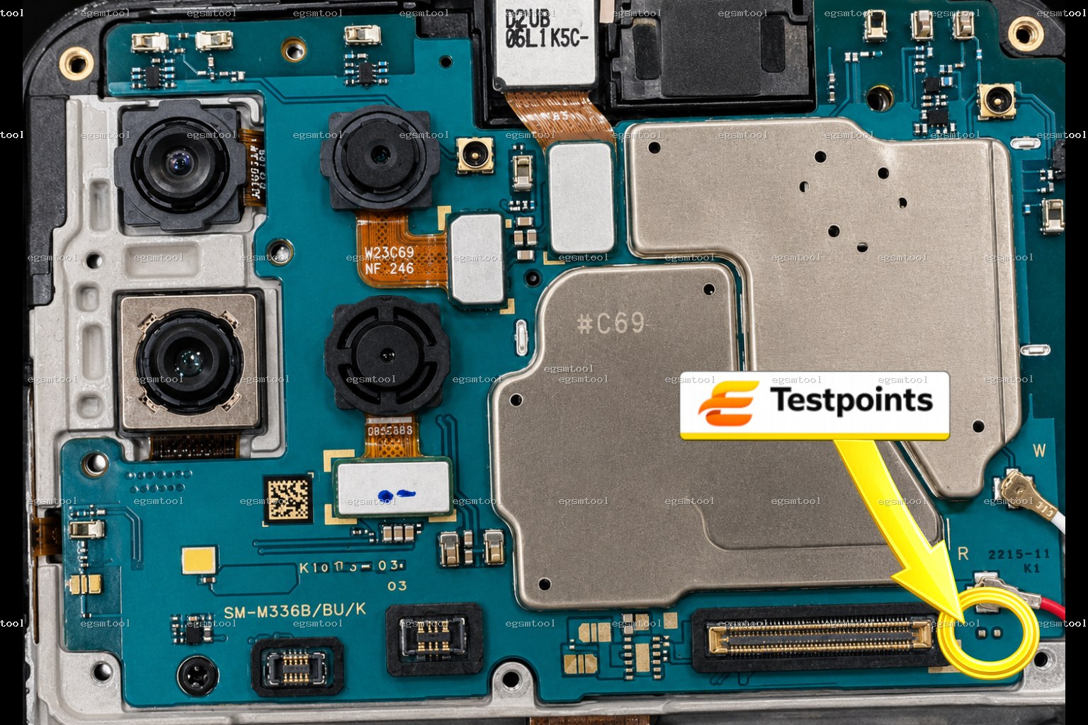 Samsung Samsung Galaxy M33 5G SM M336B SM M336BU SM M336K test point diagram — EDL ISP BROM pinout