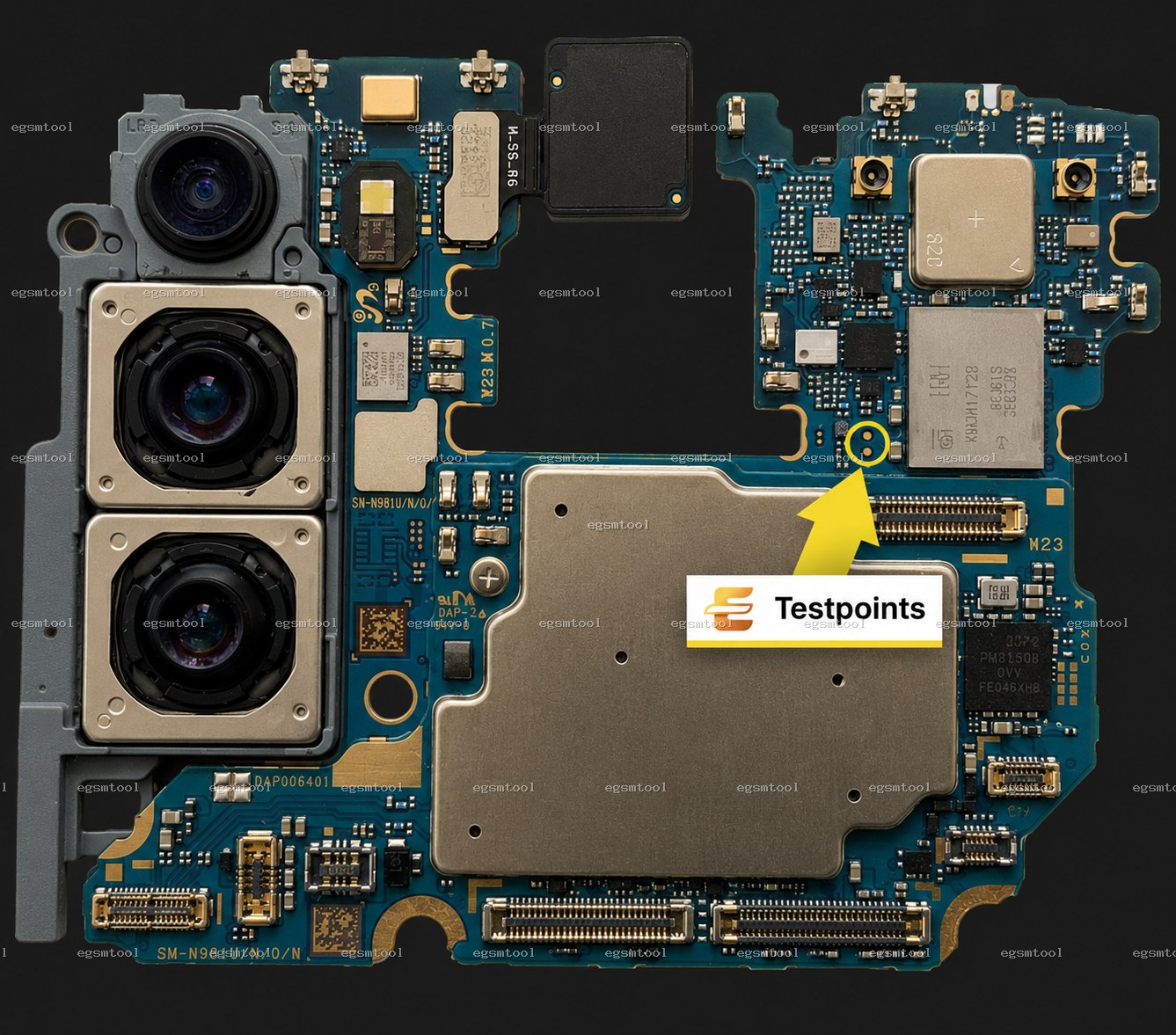 Samsung Samsung Galaxy Note 20 5G SM N981U SM N981N test point diagram — EDL ISP BROM pinout