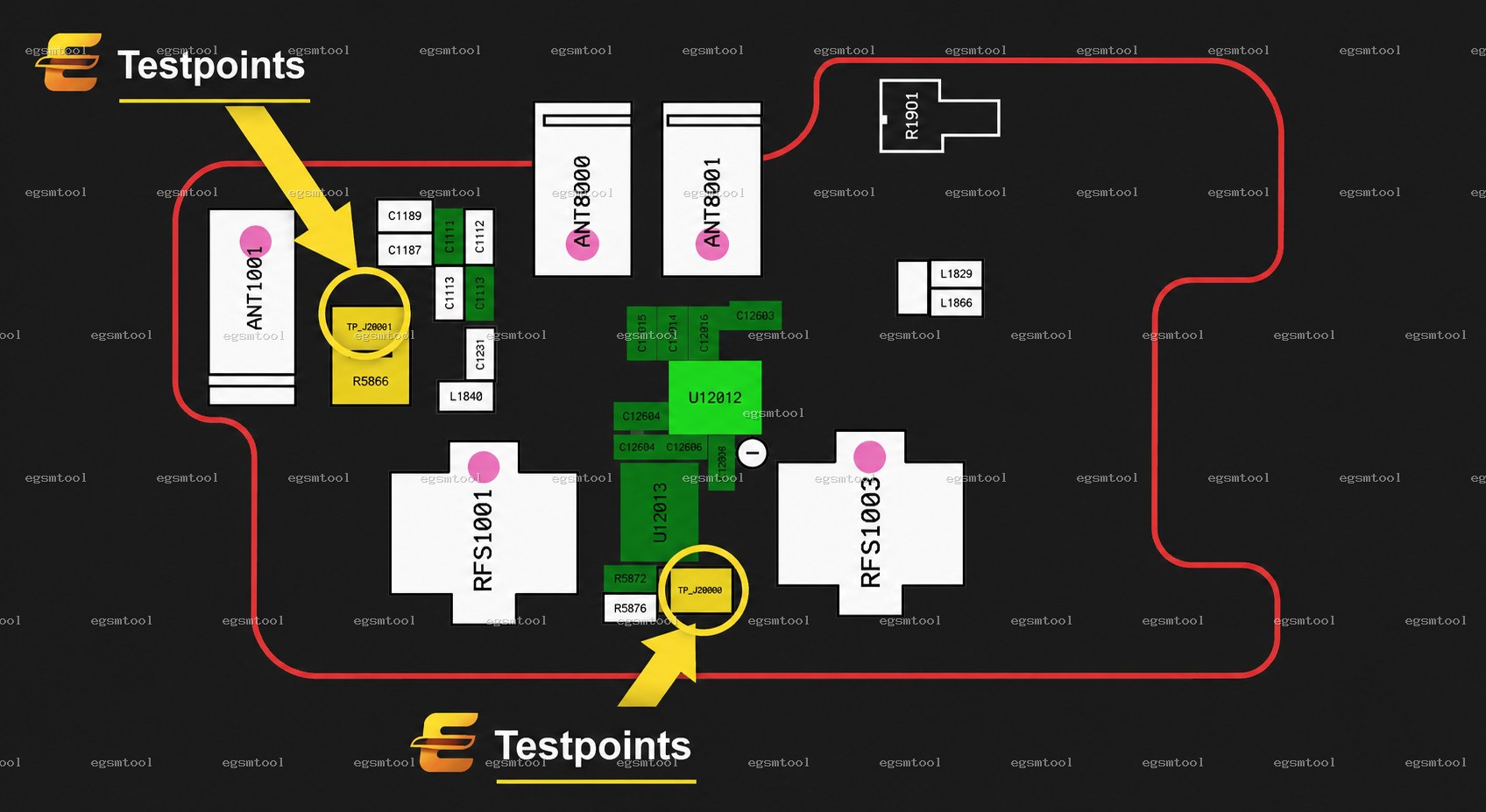 Samsung Samsung Galaxy S9+ SM G965F test point diagram — EDL ISP BROM pinout