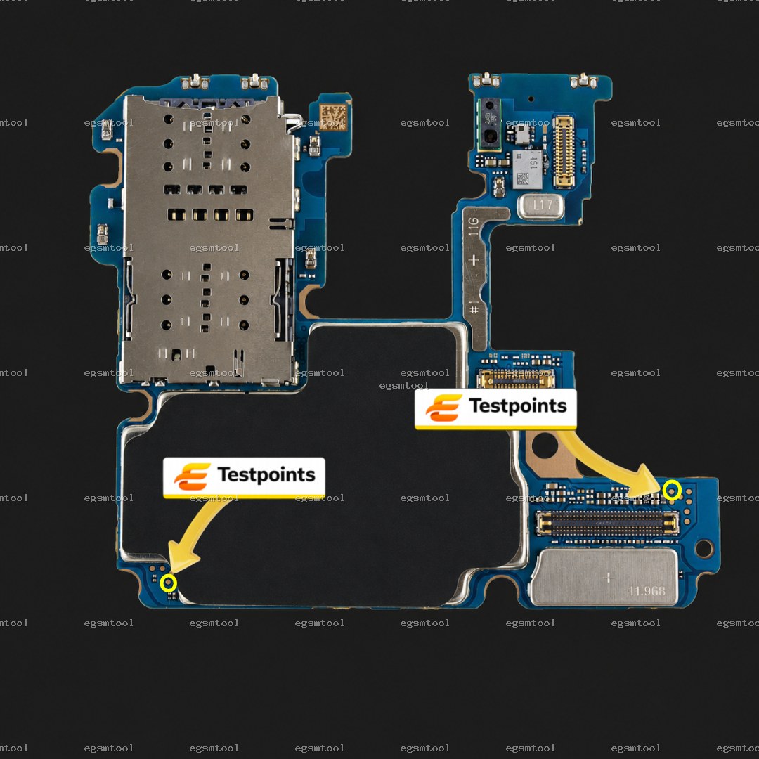 Samsung Samsung Galaxy S20+ SM G985F test point diagram — EDL ISP BROM pinout