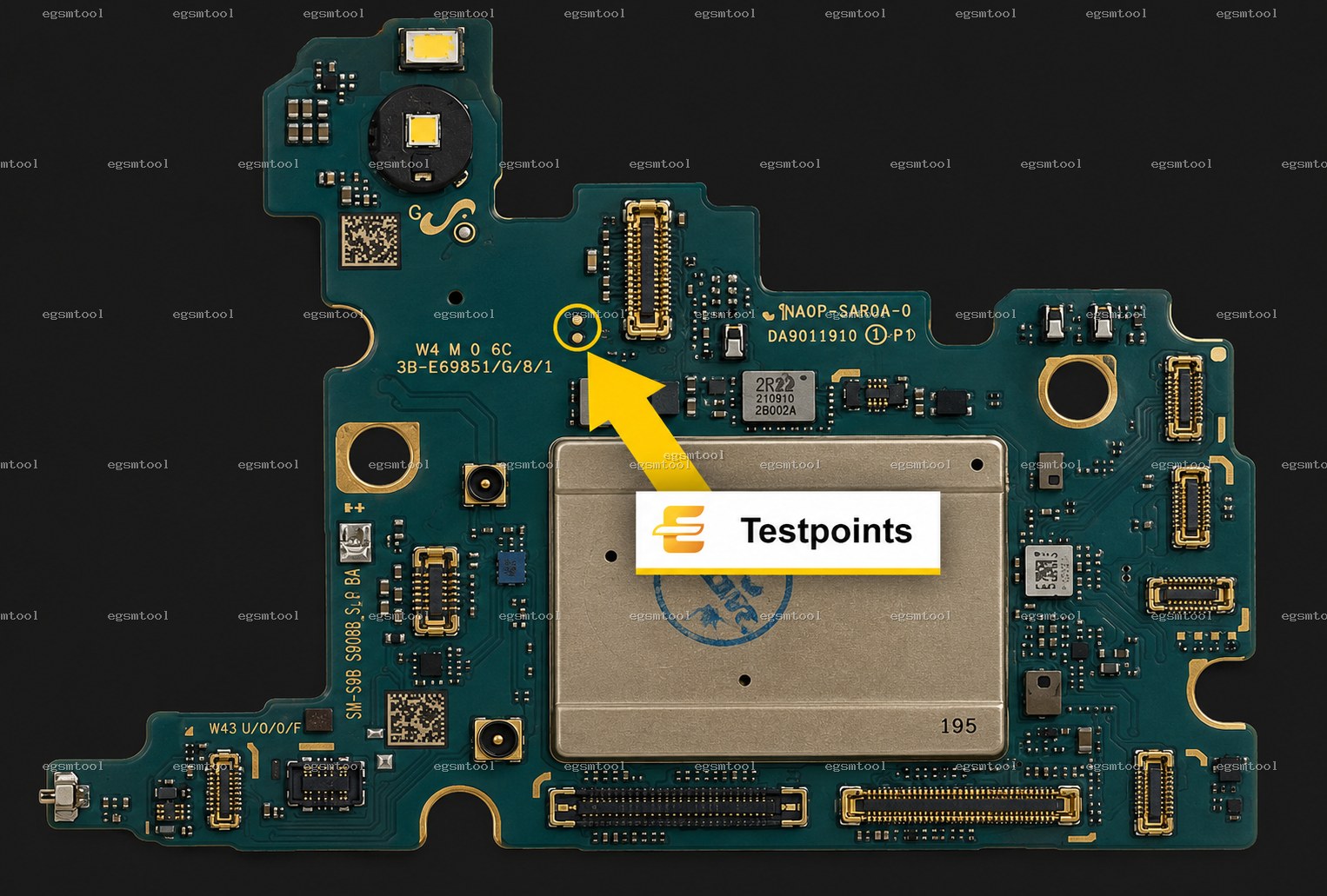 Samsung Samsung Galaxy S21 Plus 5G SM G996W test point diagram — EDL ISP BROM pinout