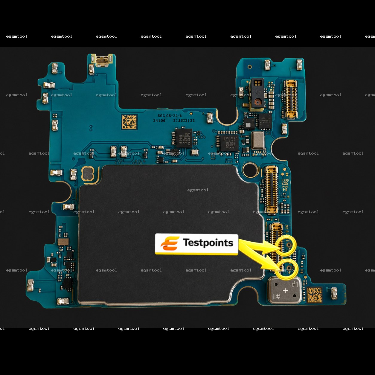 Samsung Samsung Galaxy S22 Plus 5G SM S906B test point diagram — EDL ISP BROM pinout
