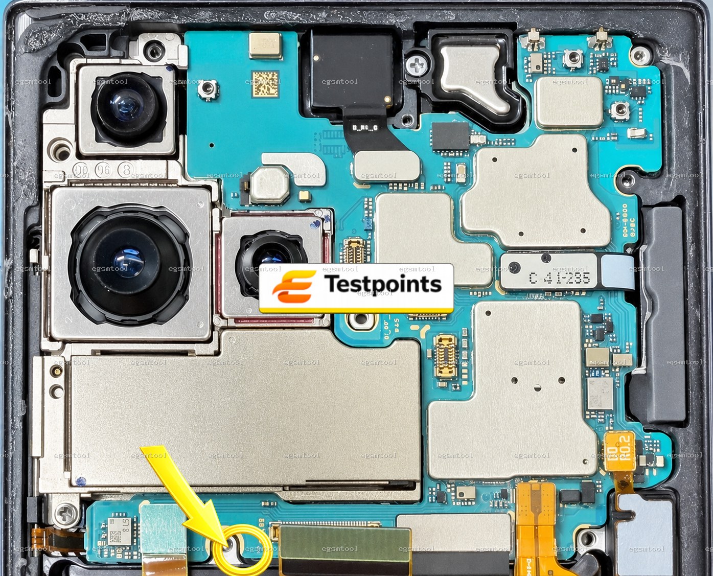 Samsung Samsung Galaxy S22 Ultra 5G SM S908U SM S908B SM S908N test point diagram — EDL ISP BROM pinout