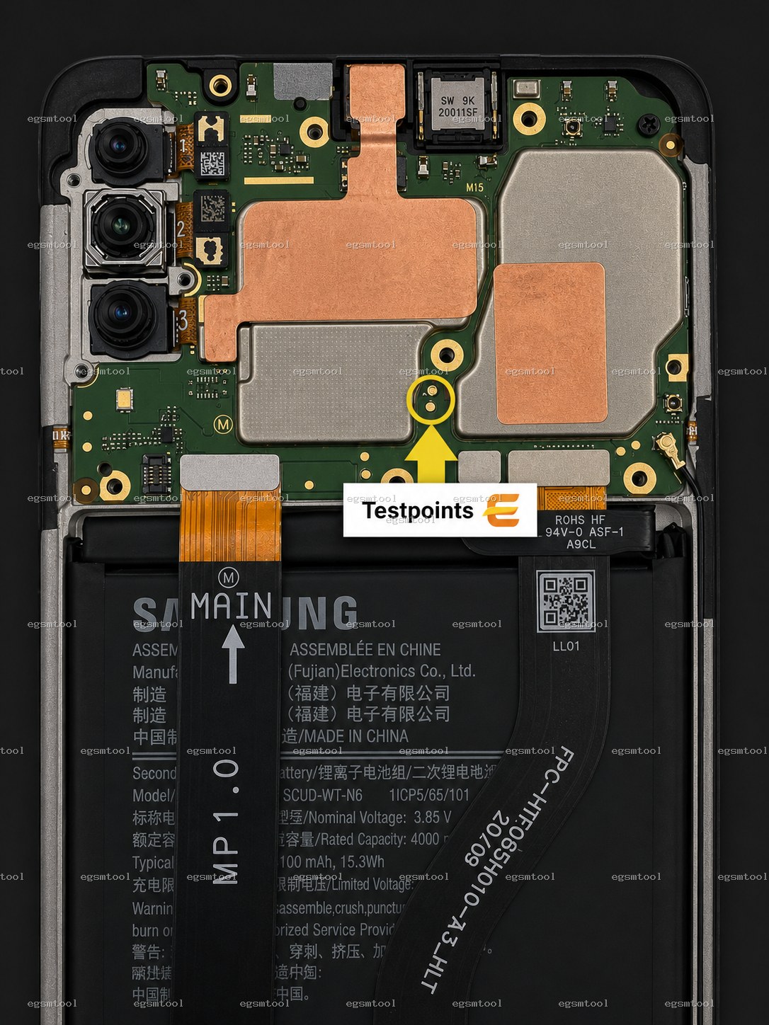 Samsung Samsung Galaxy A20s 2019 models    SM-A207F test point diagram — EDL ISP BROM pinout