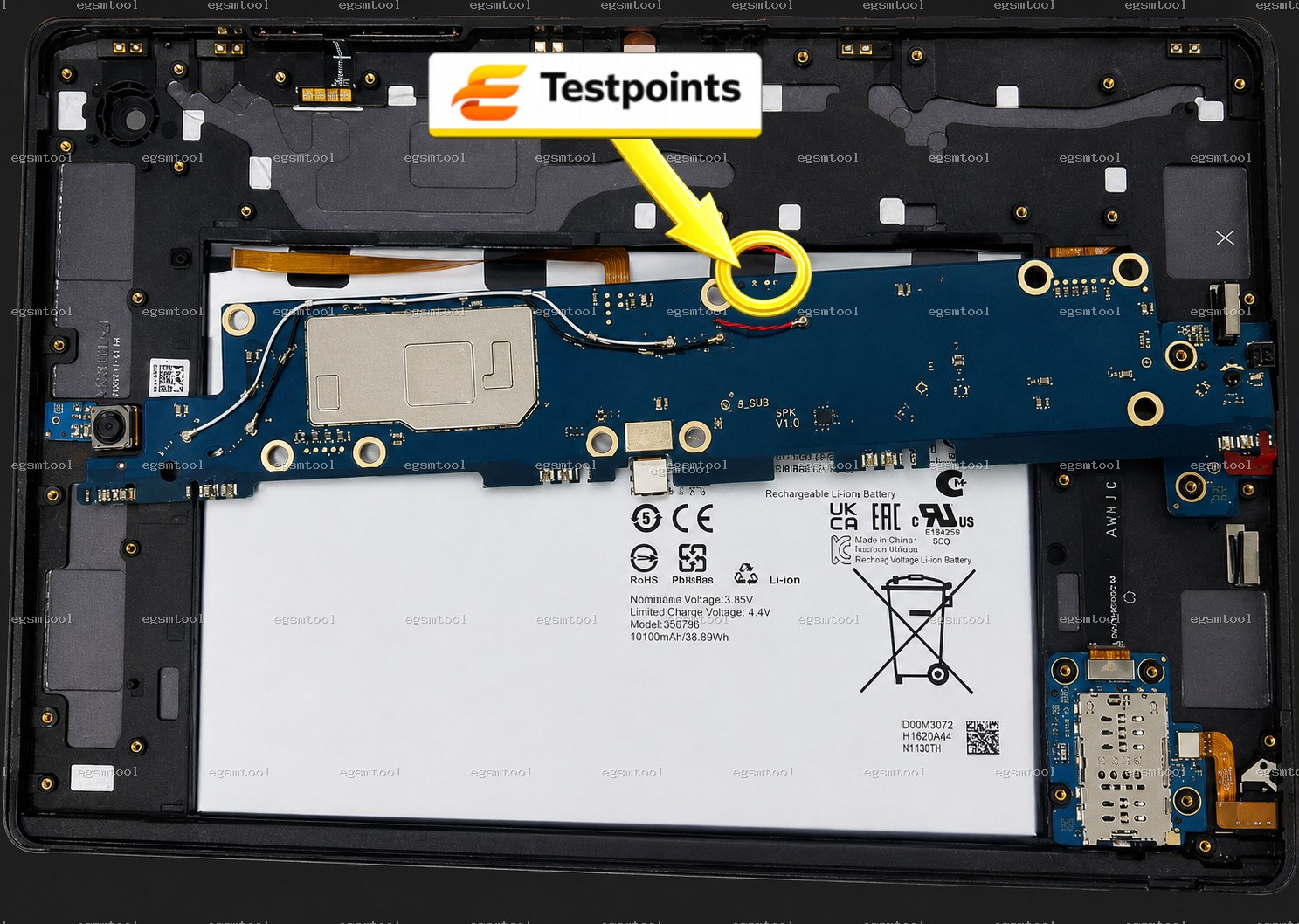 Samsung Samsung Galaxy Tab A8 test point diagram — EDL ISP BROM pinout