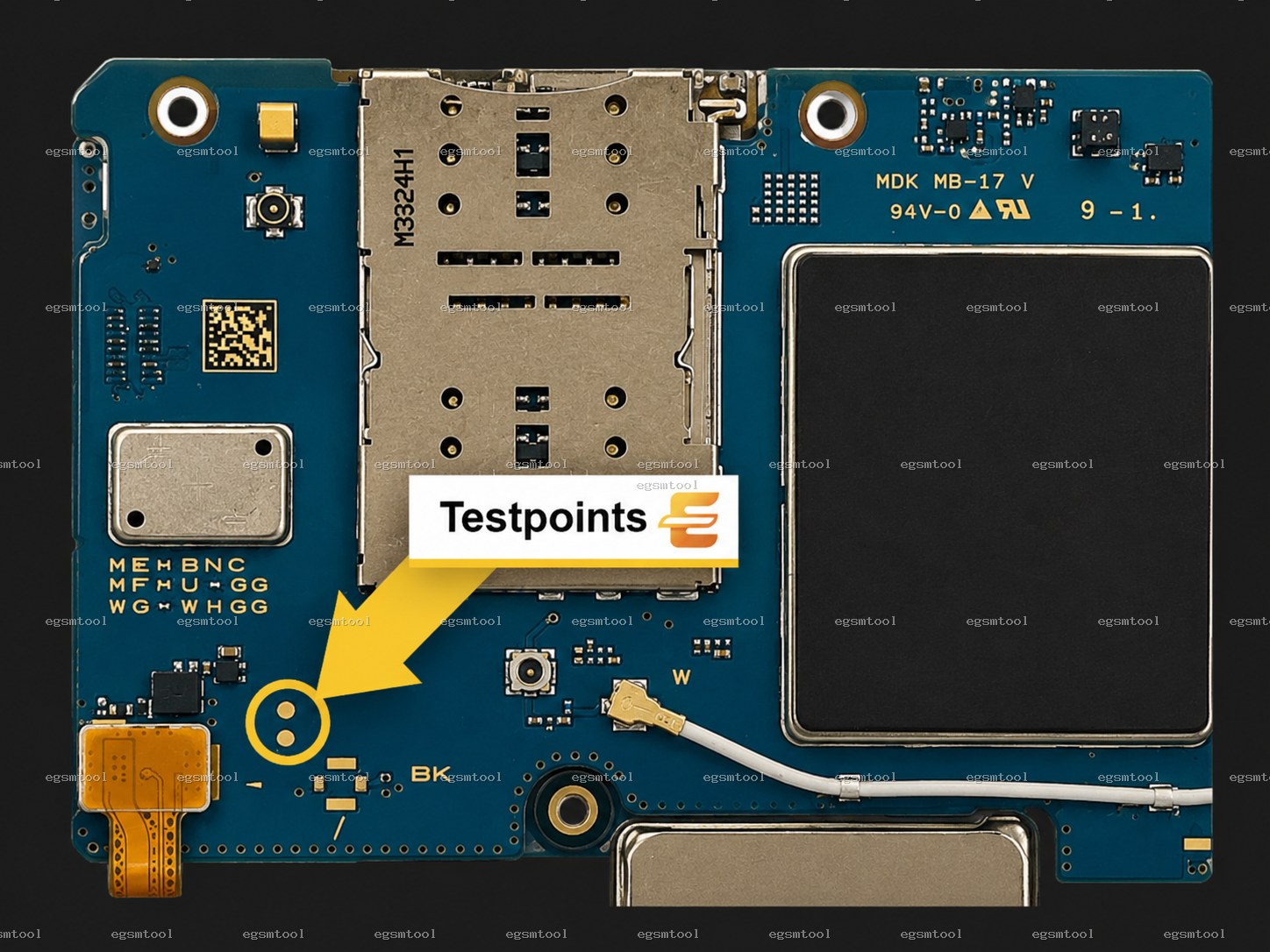 Samsung Samsung Galaxy Tab S9 FE WiFi SM X510 test point diagram — EDL ISP BROM pinout
