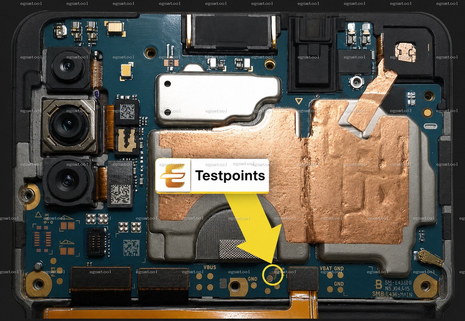 Samsung Samsung GalaxySM M115F M11 test point diagram — EDL ISP BROM pinout