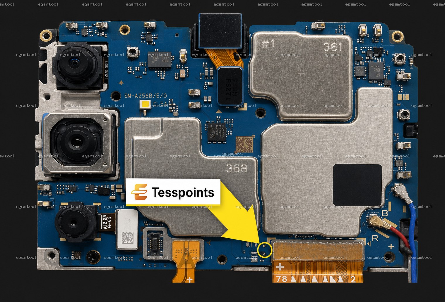 Samsung Samsung Galaxy A25 5G SM A256B SM A256E SM A256N SM S256VL test point diagram — EDL ISP BROM pinout