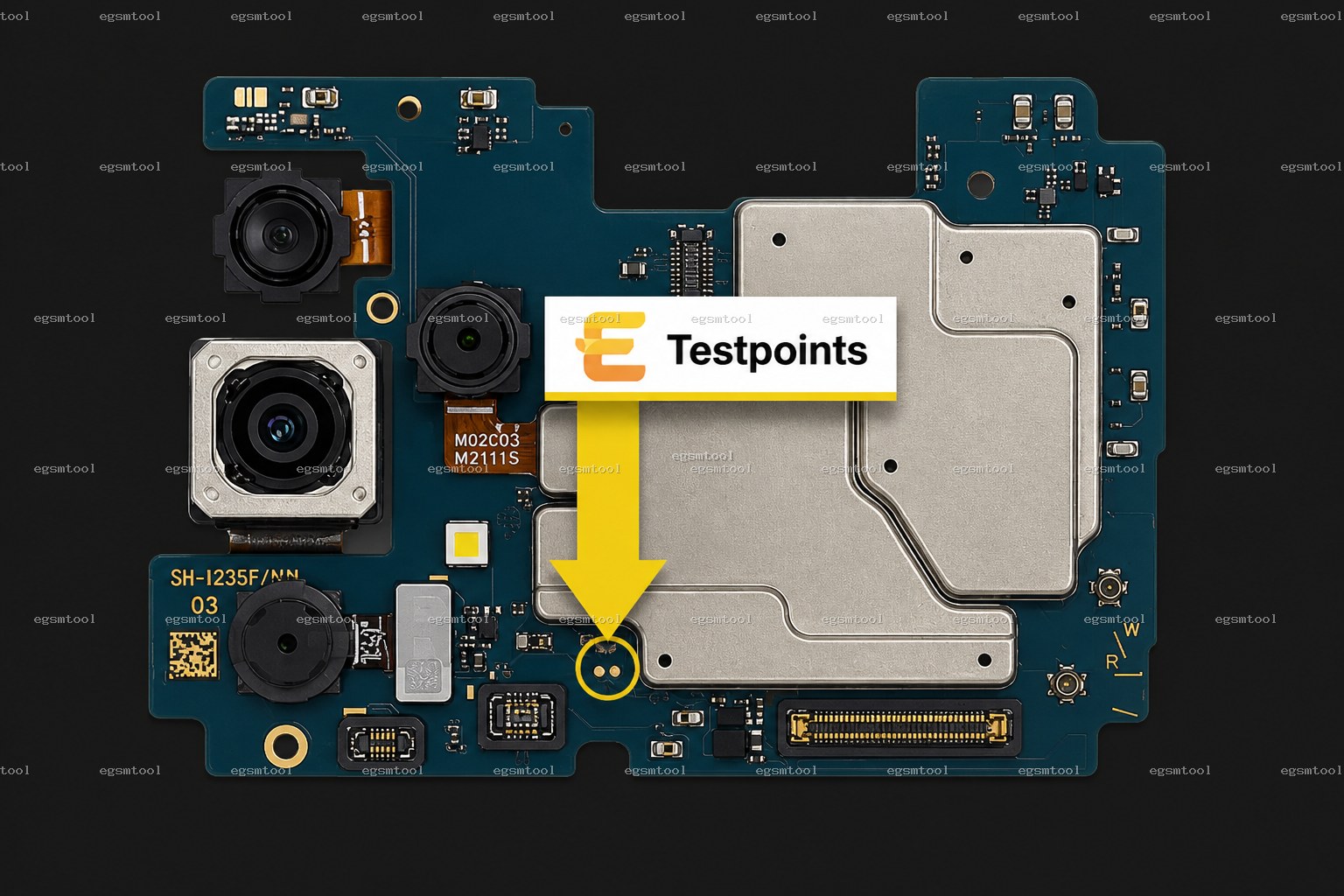 Samsung Samsung Galaxy A23 models    SM-A235F     SM-A235M test point diagram — EDL ISP BROM pinout