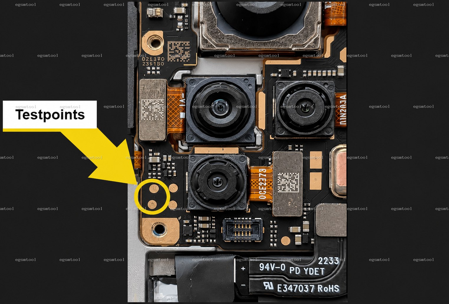 Xiaomi Xiaomi Redmi Note 11 Pro 4G test point diagram — EDL ISP BROM pinout