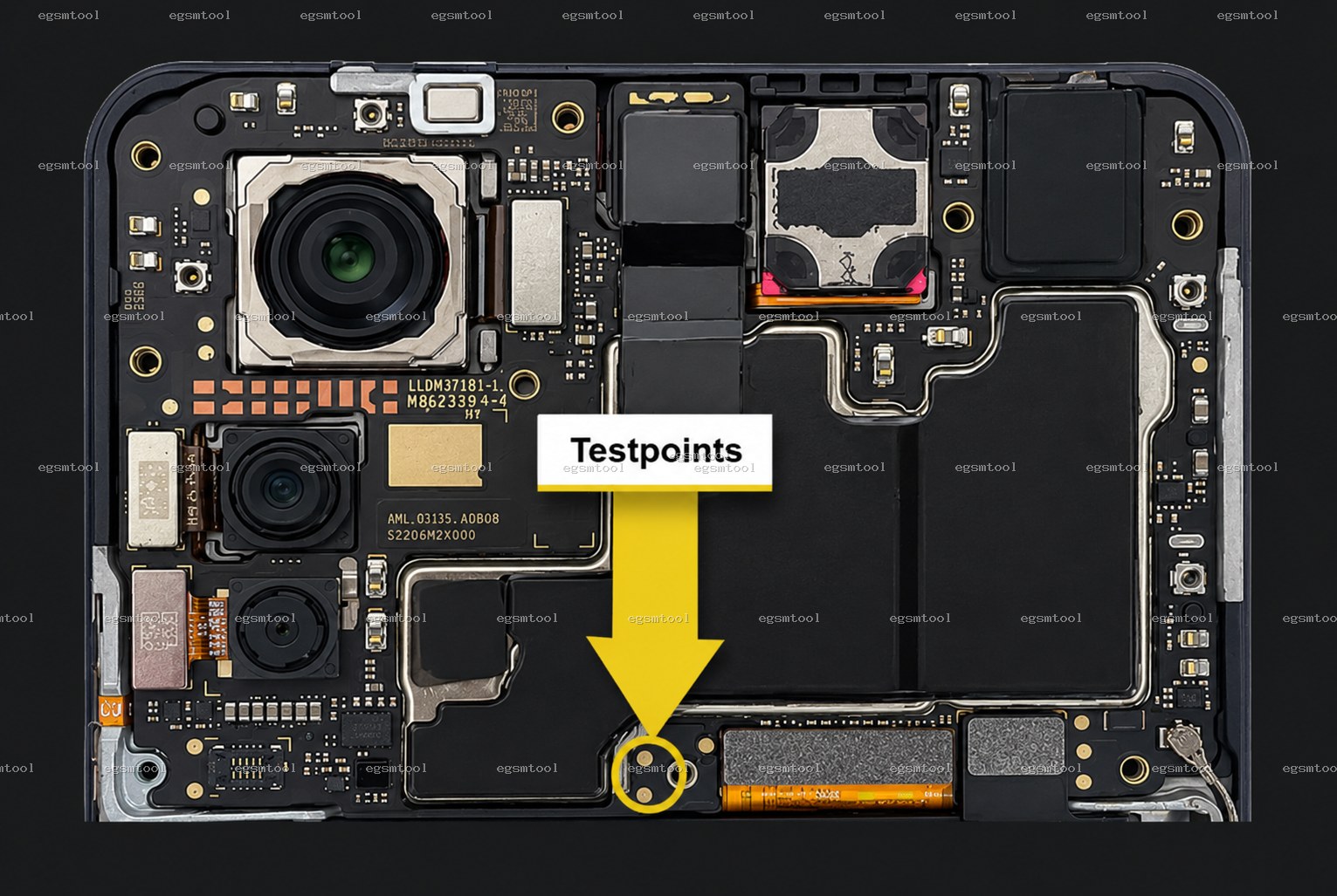 Xiaomi Xiaomi Redmi Note 12S 4G test point diagram — EDL ISP BROM pinout