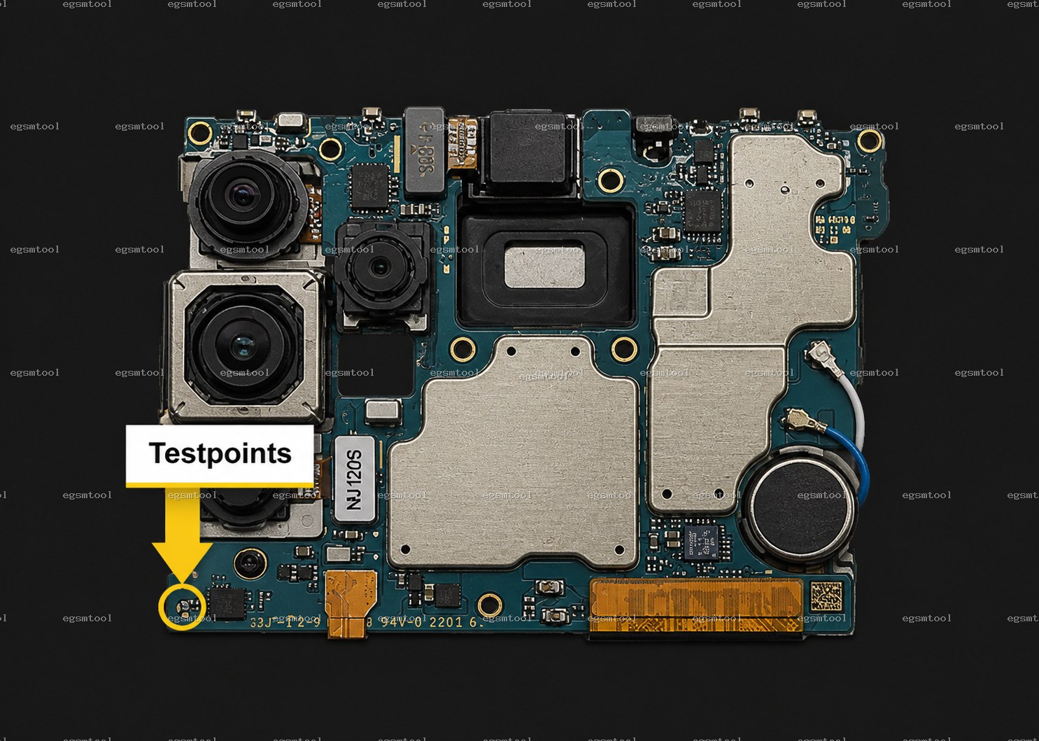 Samsung Samsung Galaxy A52 models    SM-A525M test point diagram — EDL ISP BROM pinout